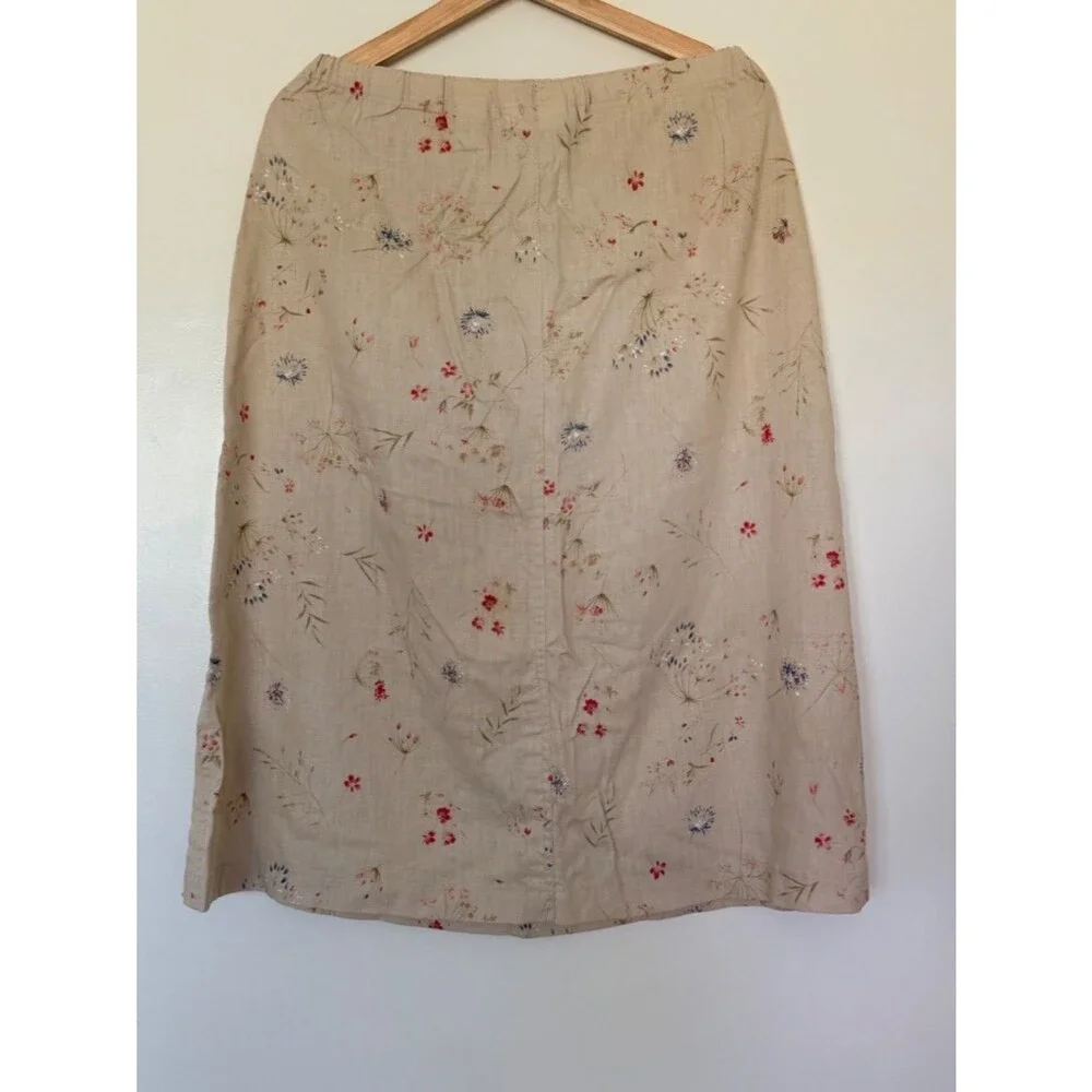 Liz Claiborne Floral Print Linen Blend Shirt 12